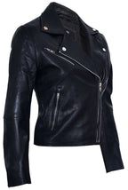 Womens Leather Retro Biker Jacket-Madeley