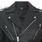 Mens Brando Black ''Ghostrider'' Spiked Leather Biker Jacket