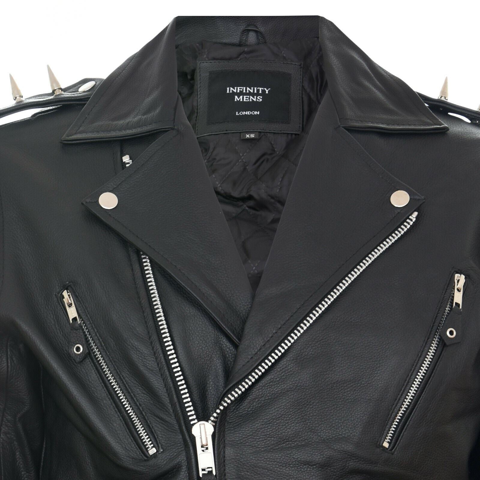 Mens Brando Black ''Ghostrider'' Spiked Leather Biker Jacket