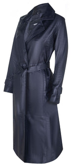 Womens Long Length Tie Belt Trench Coat-Ongar