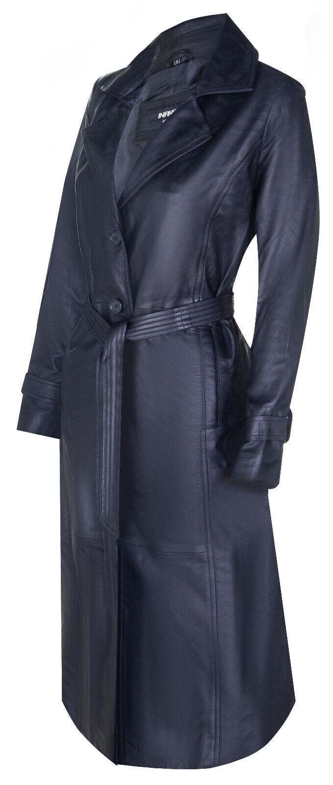 Womens Long Length Tie Belt Trench Coat-Ongar