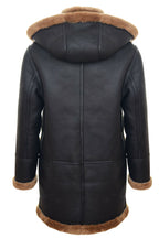Mens Winter Sheepskin Hooded Duffle Coat-Helsinki