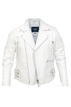 Mens Cowhide Leather Biker Jacket-Nassau