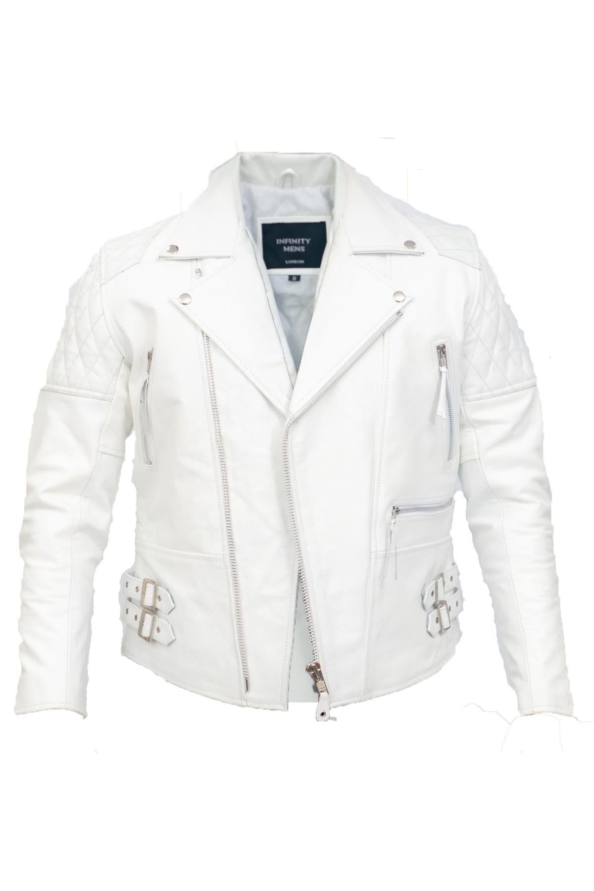 Mens Cowhide Leather Biker Jacket-Nassau