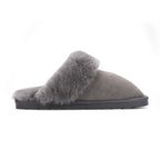 Women's Genuine Sheepskin Grey Suede Mule Winter Slippers - Luna