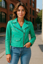 Women's Classic Brando Biker Leather Jacket - Broome