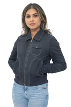 Womens Leather MA-1 Varsity Jacket-Ann Arbor