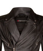 Mens Cross Zip Mid-Length CE Armour Biker Jacket