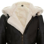 Mens Hooded Sheepskin Leather B3 Flying Jacket-Columbus