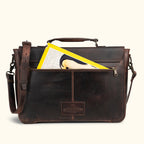 Roosevelt Leather Laptop Messenger Bag | Dark Oak