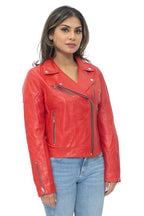 Womens Leather Classic Biker Brando Jacket-Baku