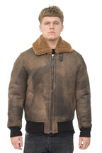 Mens Antique Sheepskin Bomber Jacket-Algorta