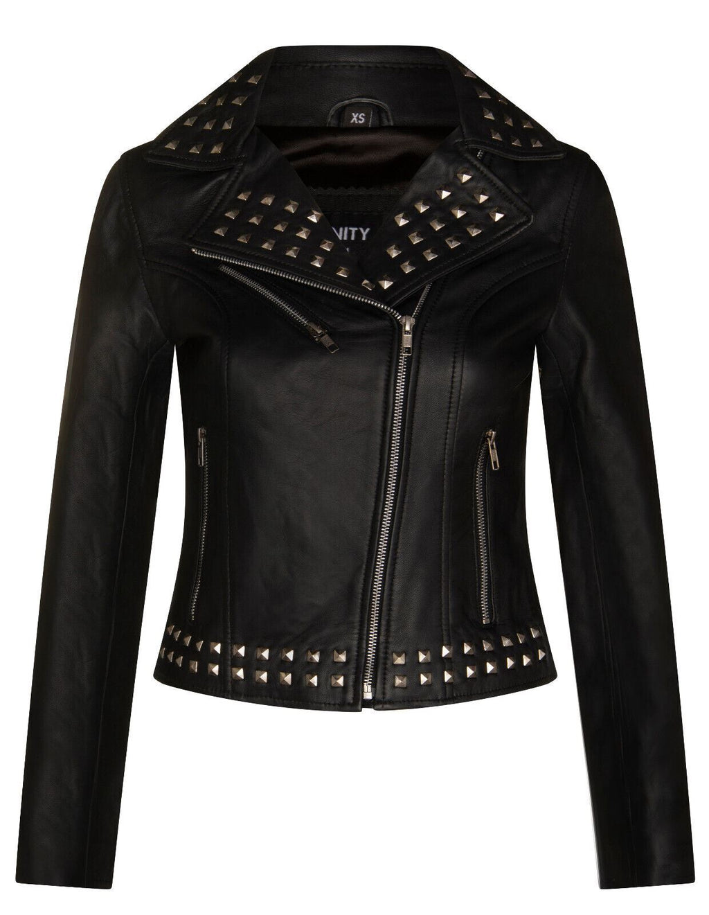 Womens Stud Goth Biker Leather Jacket-St. Albans