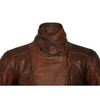 Distressed Red Demi Womens 3/4 Biker Leather Jacket