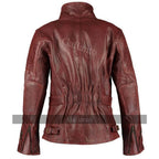 Distressed Red Demi Womens 3/4 Biker Leather Jacket