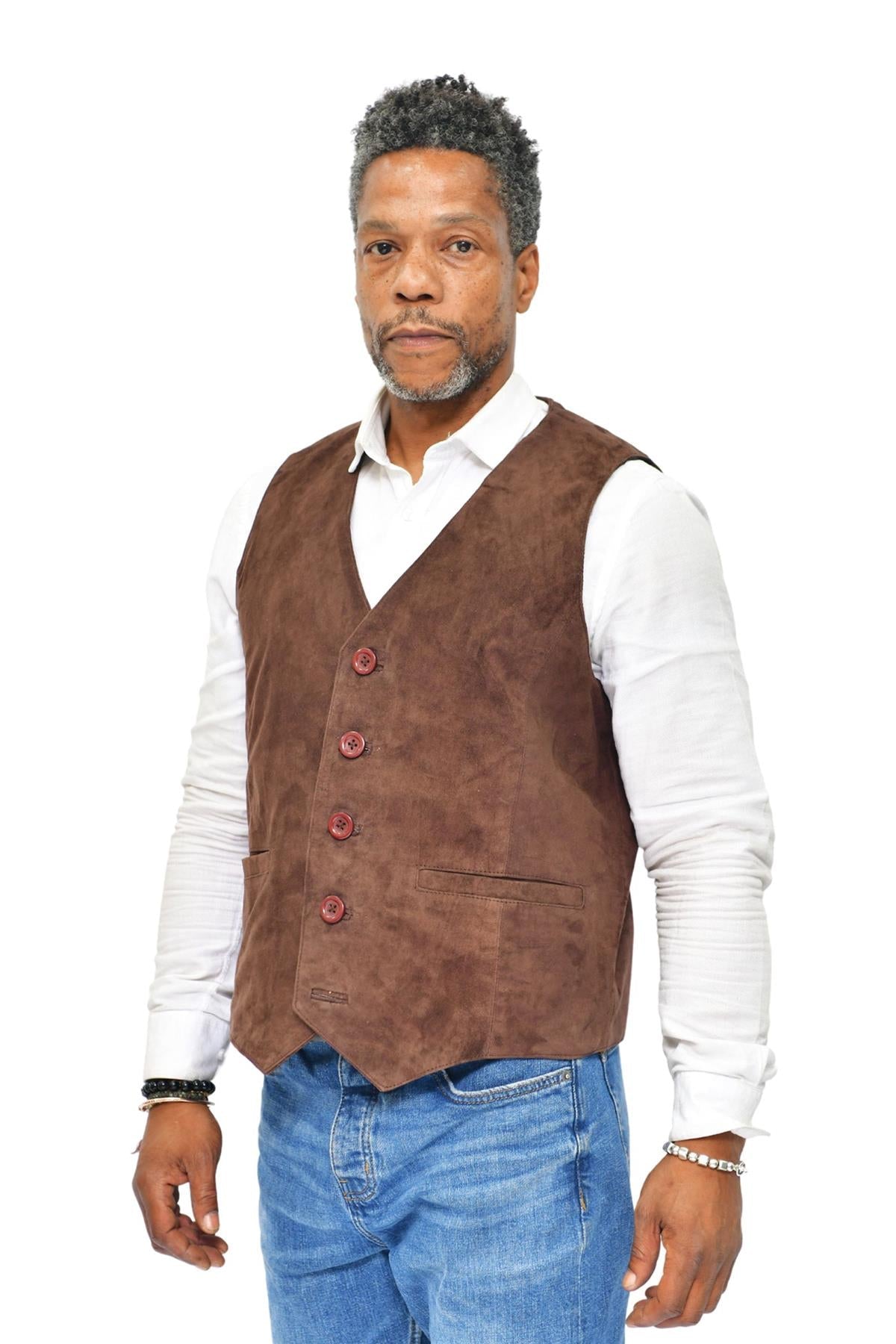 Mens Classic Goat Suede Leather Waistcoat-Norwich