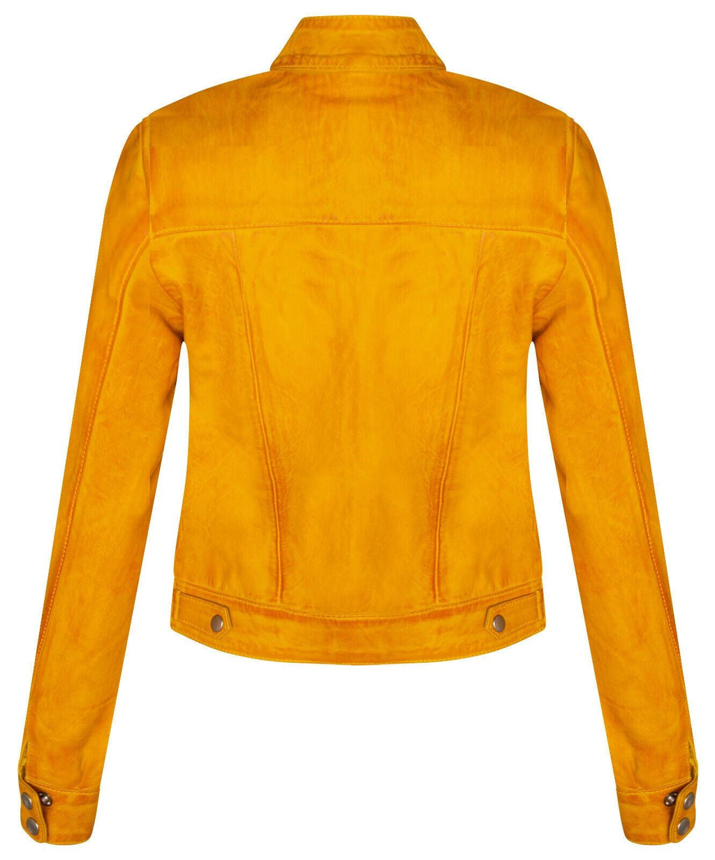 Womens Plain Leather Moto Biker Jacket-Braga