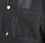 Mens Black Leather Trucker Western Unlined Shirt Jacket - Abilene