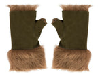 Womens Shearling  Mittens Fingerless Cuffs Toscana Suede Sheepskin Fur