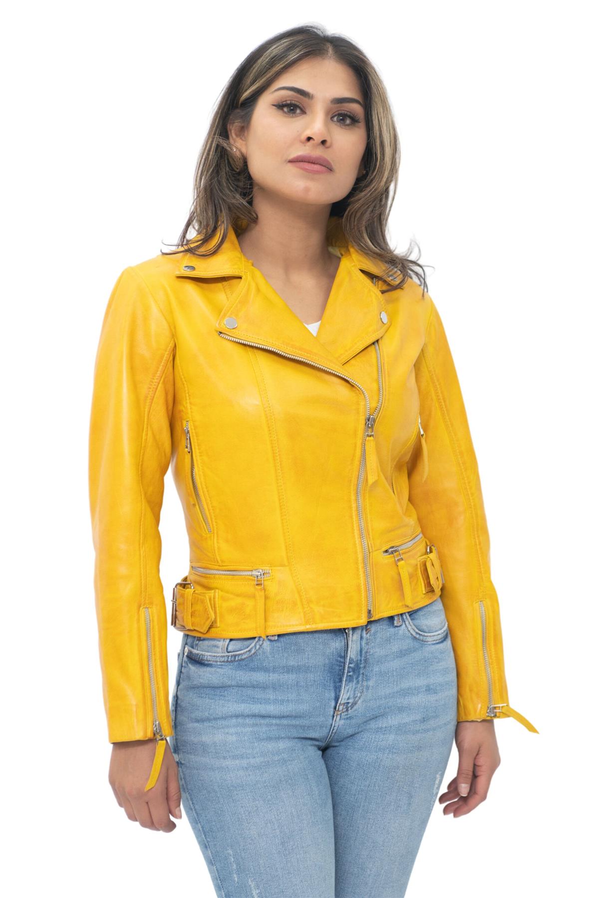 Womens Leather Biker Jacket-Stockholm