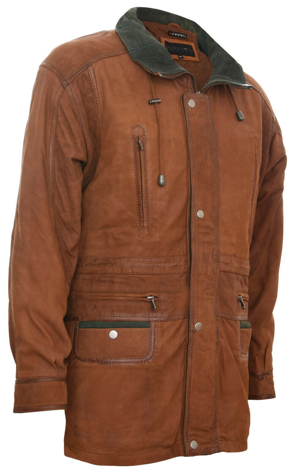 Mens Nubuck Leather Parka Coat-Winnipeg