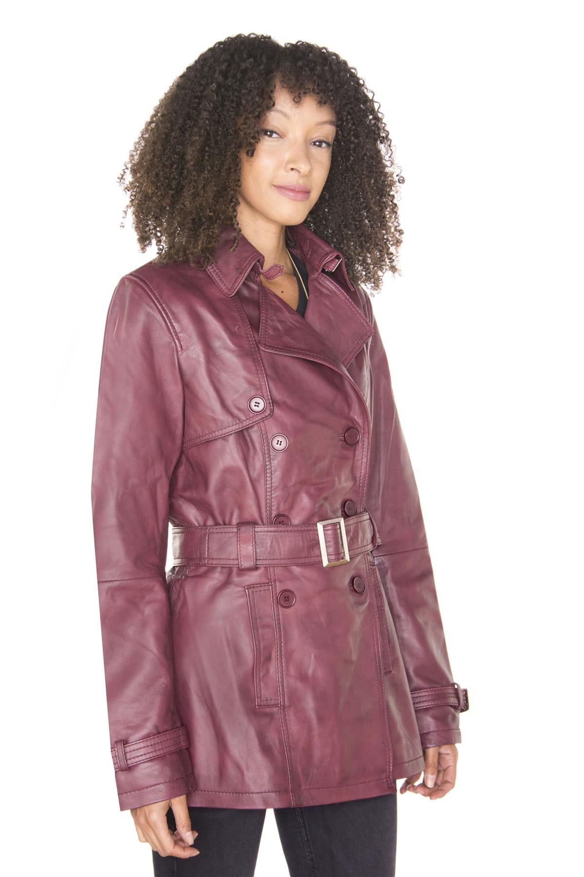 Womens Nappa Leather Trench Coat-Mosul