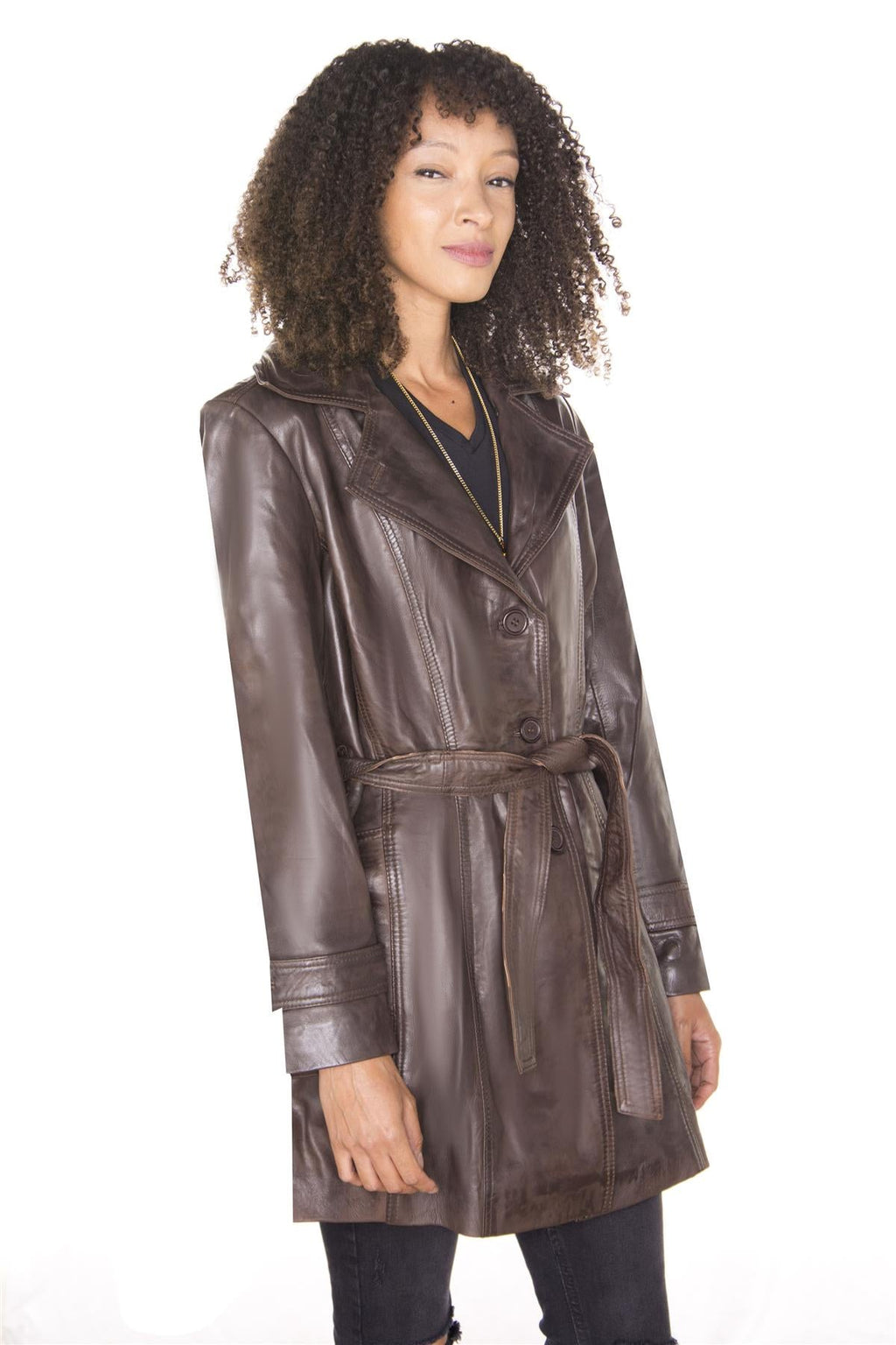 Womens 3/4 Length Trench Coat-Ranchi