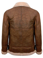 Mens Vintage Brown Sheepskin Aviator Jacket- KANSAS