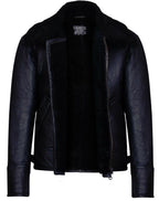 Mens B3 WW2 Leather Sheepskin Aviator Flying Jacket-Charleston