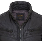 Mens Quilted Puffer Leather Bomber Jacket - Torpoint