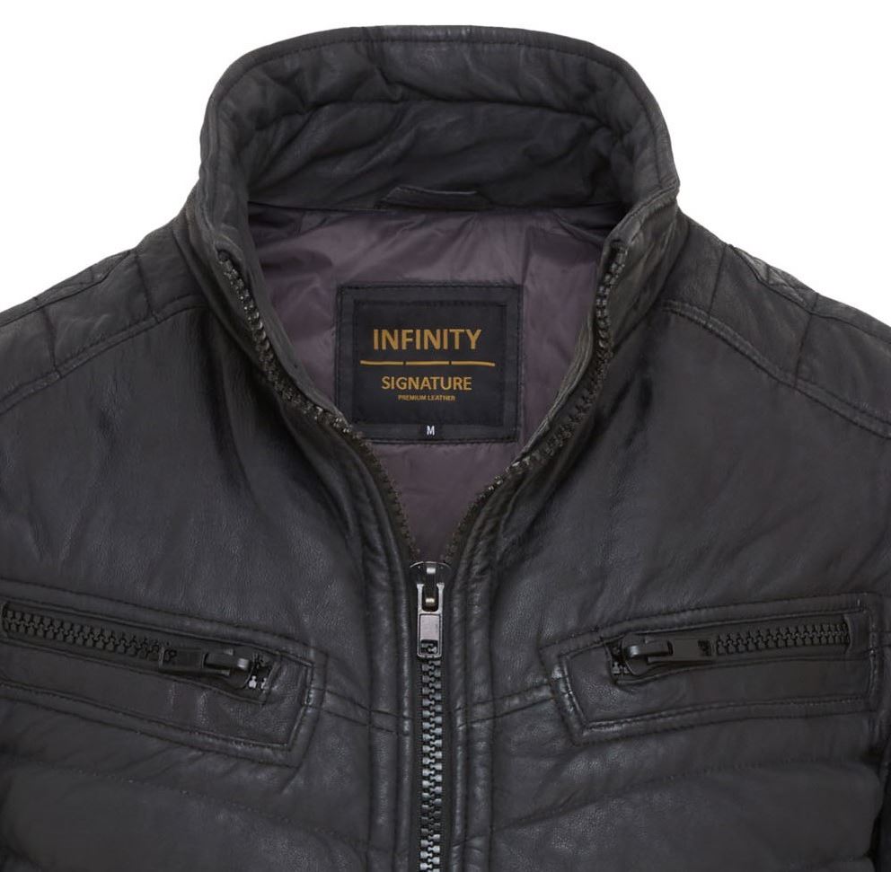 Mens Quilted Puffer Leather Bomber Jacket - Torpoint