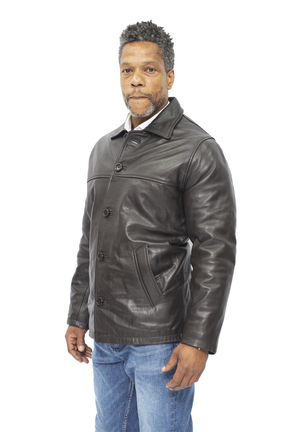 Mens Cowhide Leather Box Jacket-Mendoza