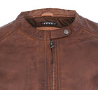 Womens Tan Leather Biker Jacket-Prague