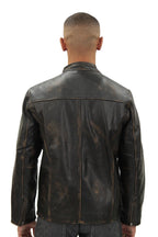 Mens Vintage Black Leather Biker Jacket- Sarajevo