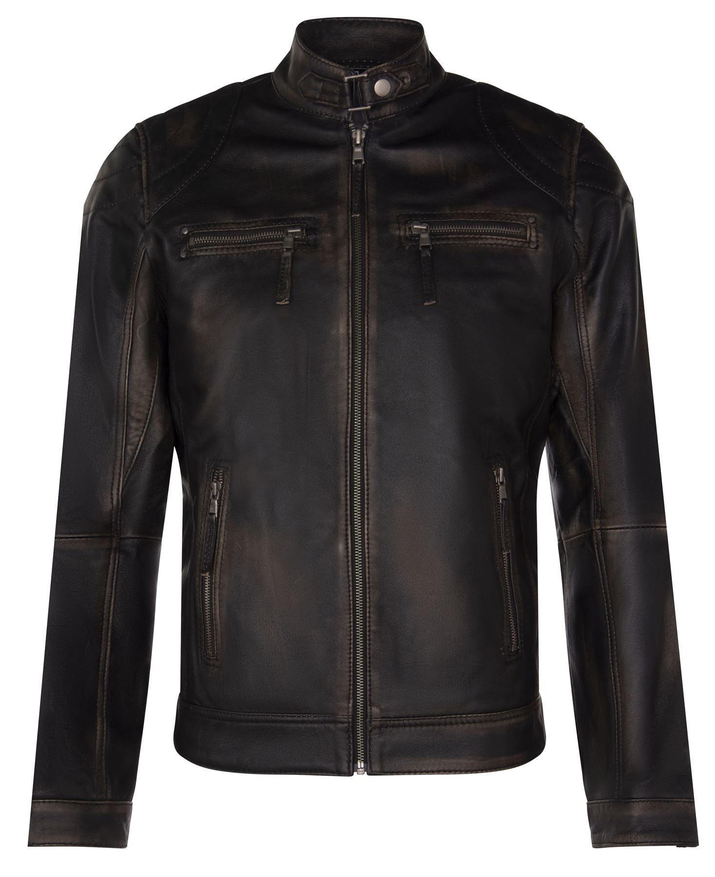Mens Moto Leather Biker Jacket-Taiwan