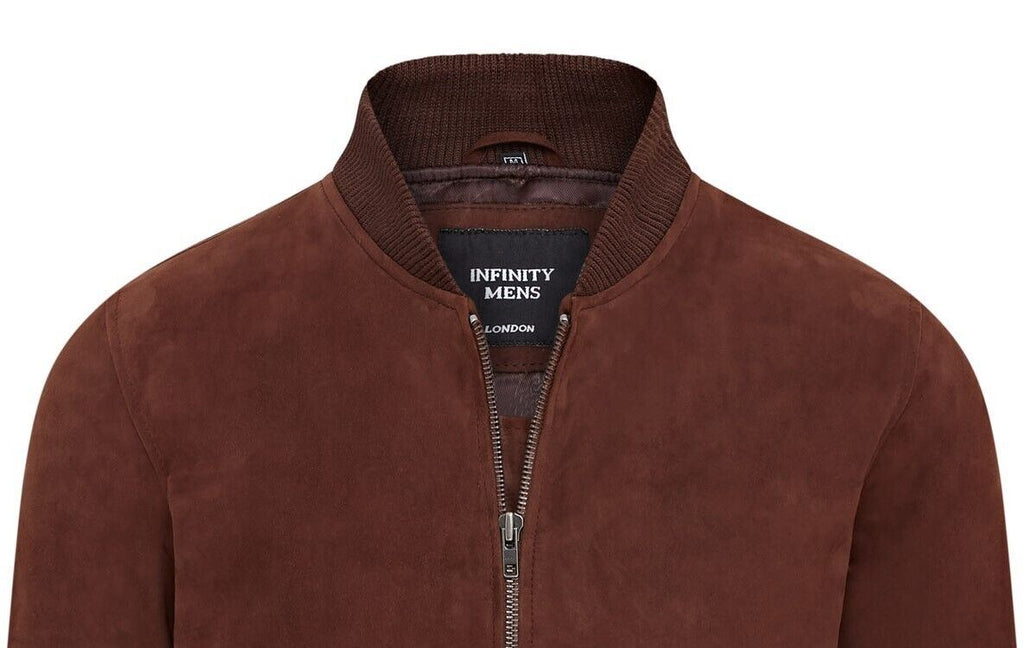 Mens Soft Goat Suede MA-1 Varsity Bomber Jacket  - Dalian