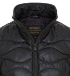 Womens Puffer Quilted Bomber Leather Jacket - Hamar