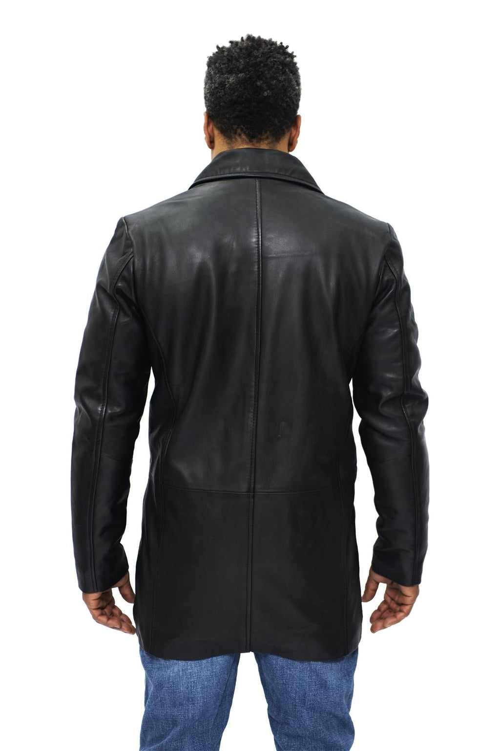 Mens 3/4 Black Leather Cromby Coat-Rosario