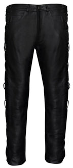 Mens Laced Leather Biker Jeans-Utah