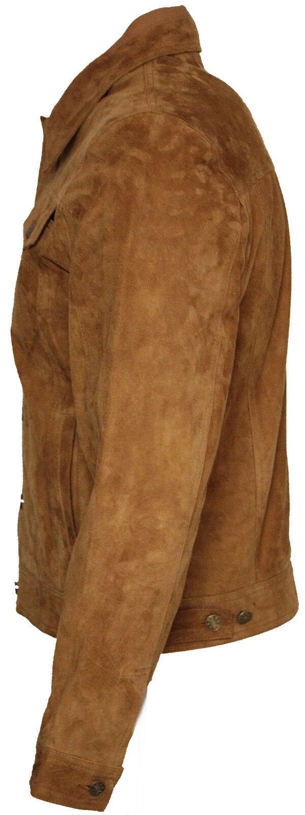 Mens Goat Suede Leather Trucker Jacket-Taraz