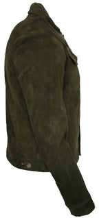 Mens Goat Suede Leather Trucker Jacket-Taraz