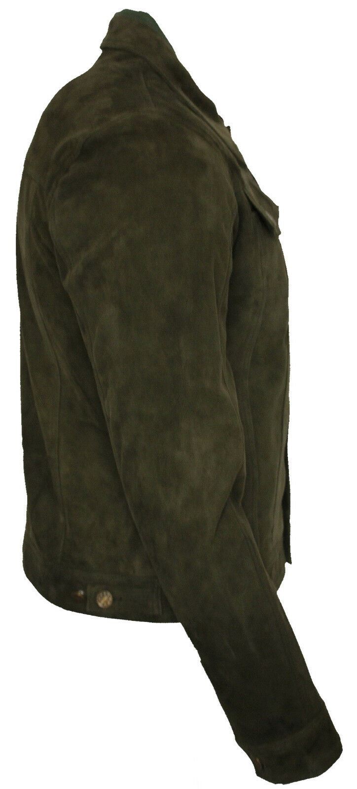 Mens Goat Suede Leather Trucker Jacket-Taraz