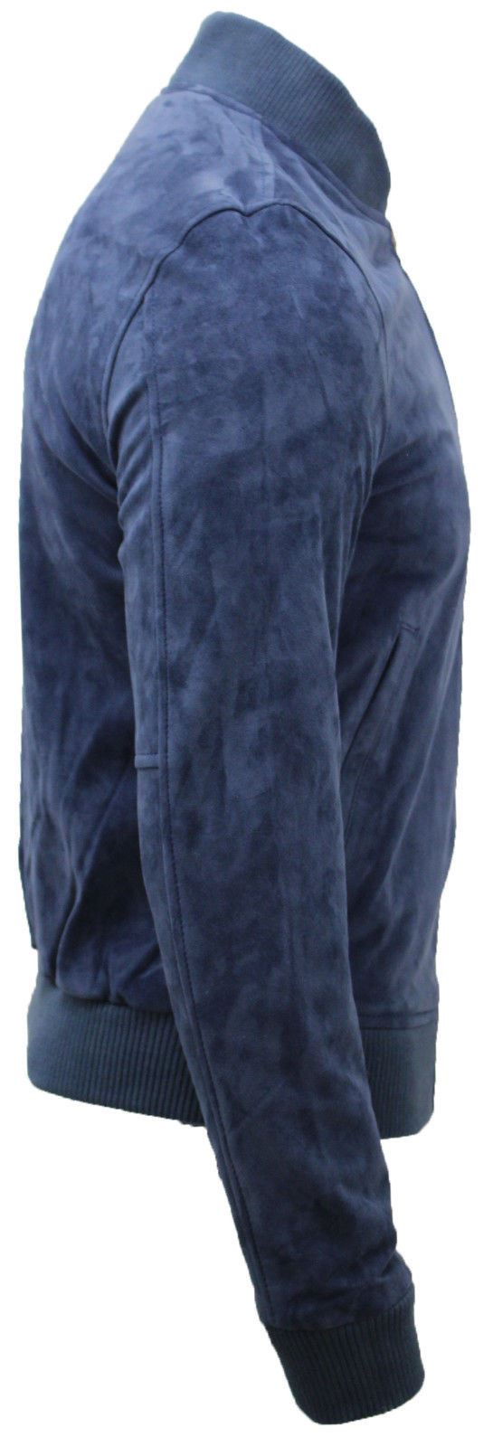 Mens Varsity Soft Suede Leather Bomber Jacket