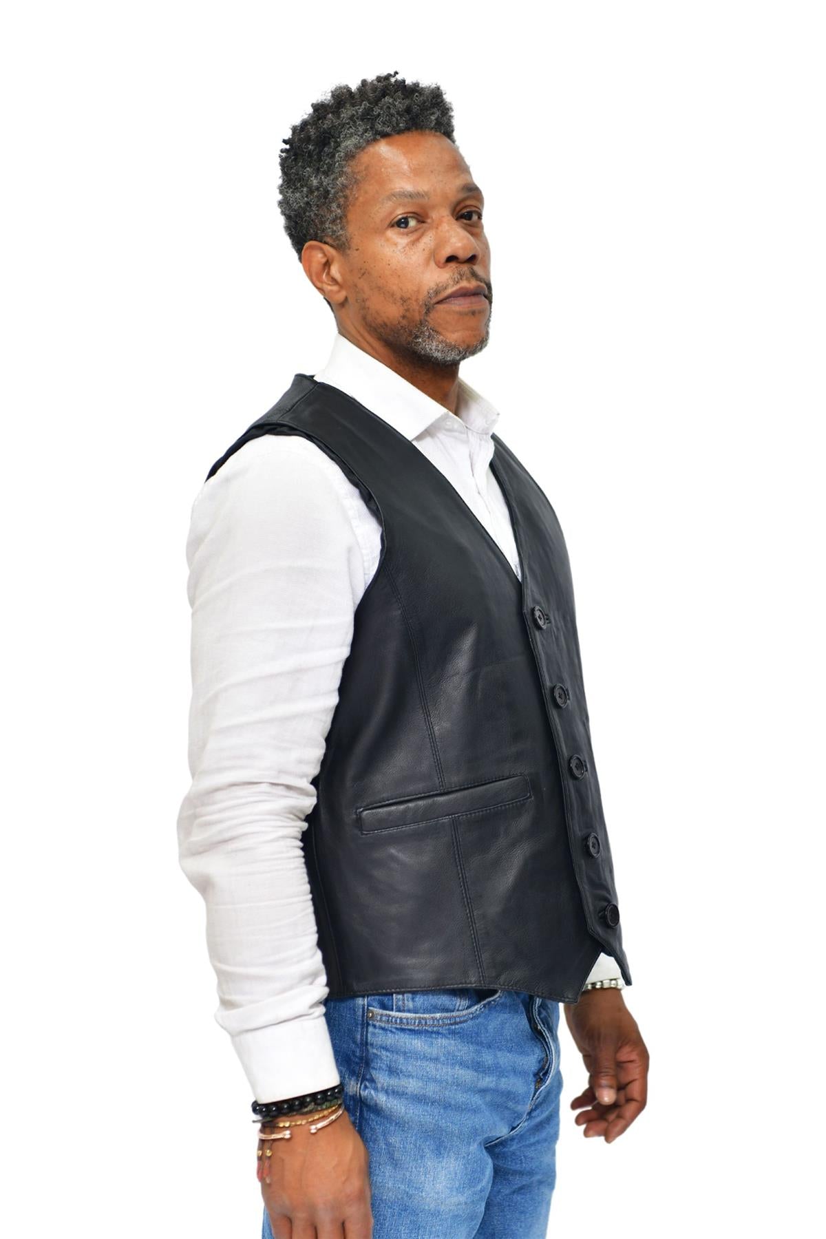 Mens Classic Leather Waistcoat-Chester