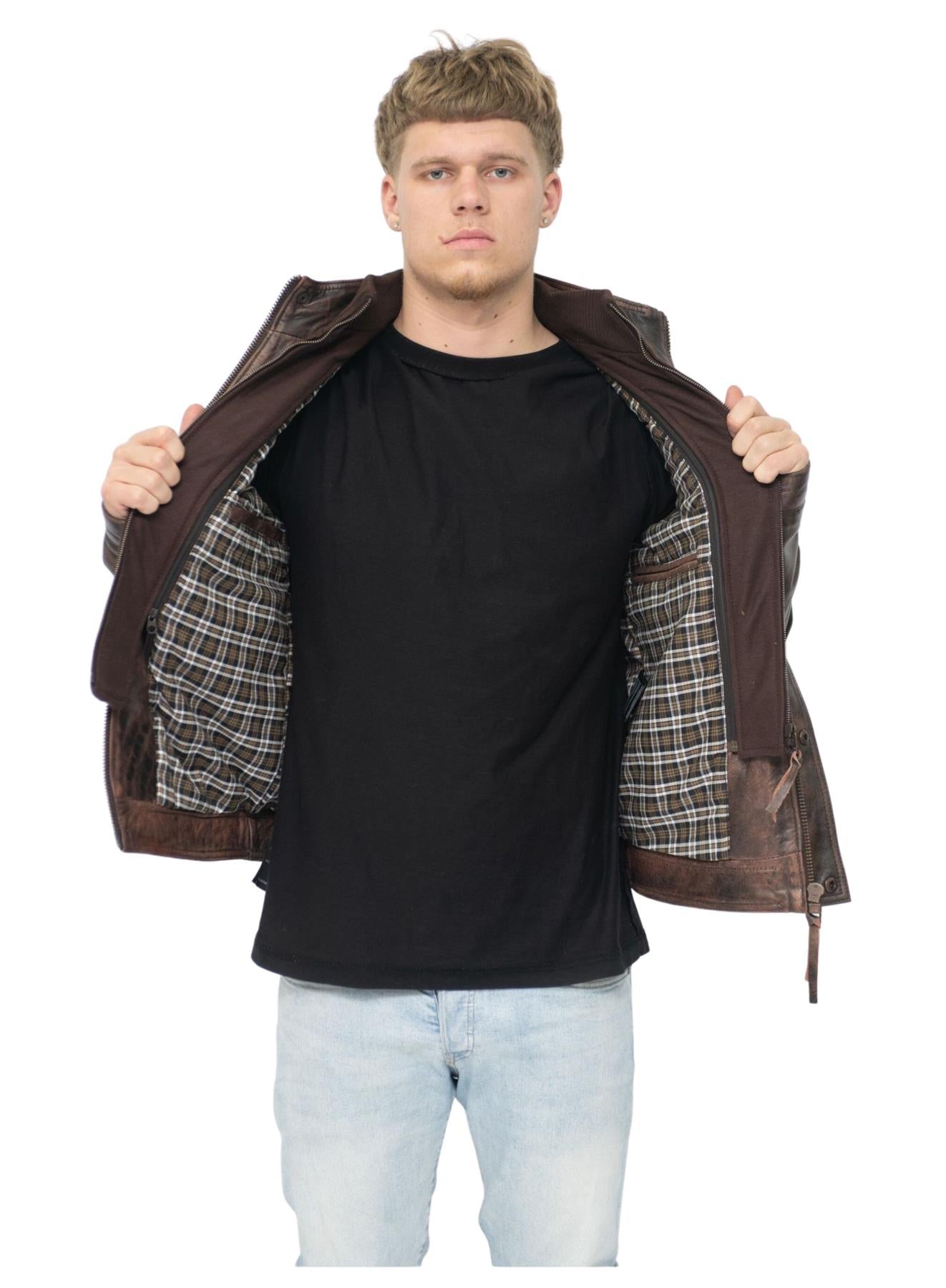 Men's Leather Retro Biker Jacket-Toronto