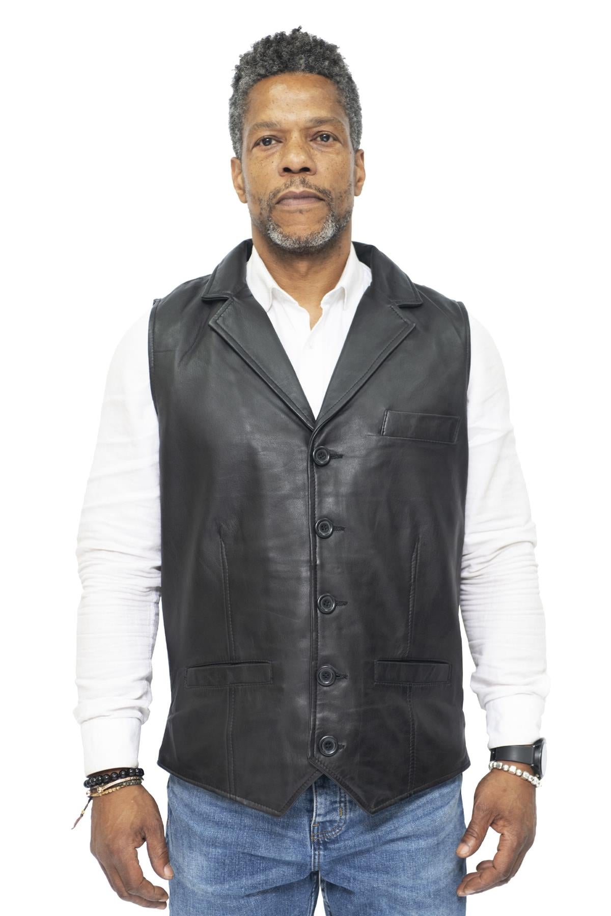Mens Smart Classic Leather Waistcoat-Bristol