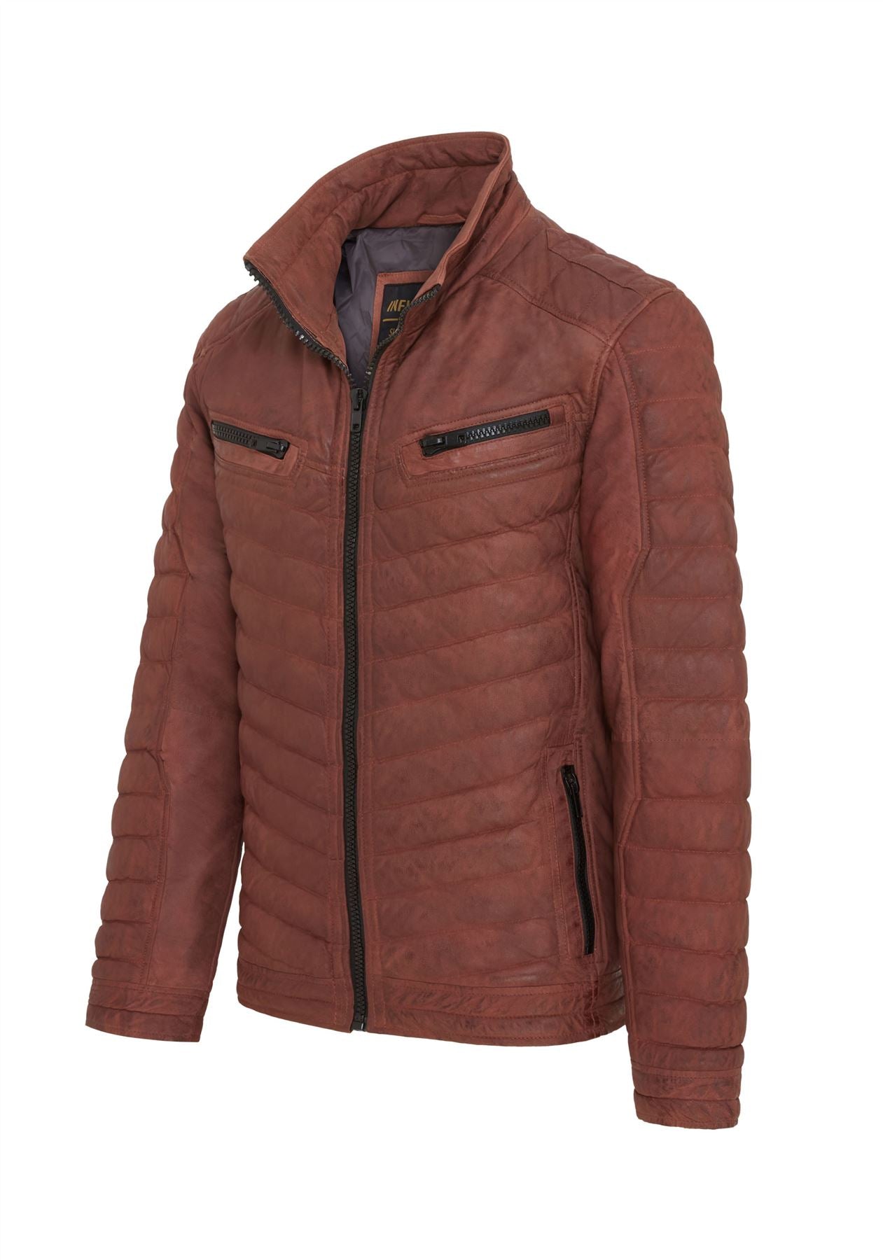 Mens Quilted Puffer Leather Bomber Jacket - Torpoint