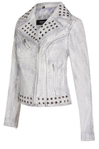 Womens Stud Goth Biker Leather Jacket-St. Albans