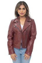 Womens Leather Classic Biker Brando Jacket-Baku