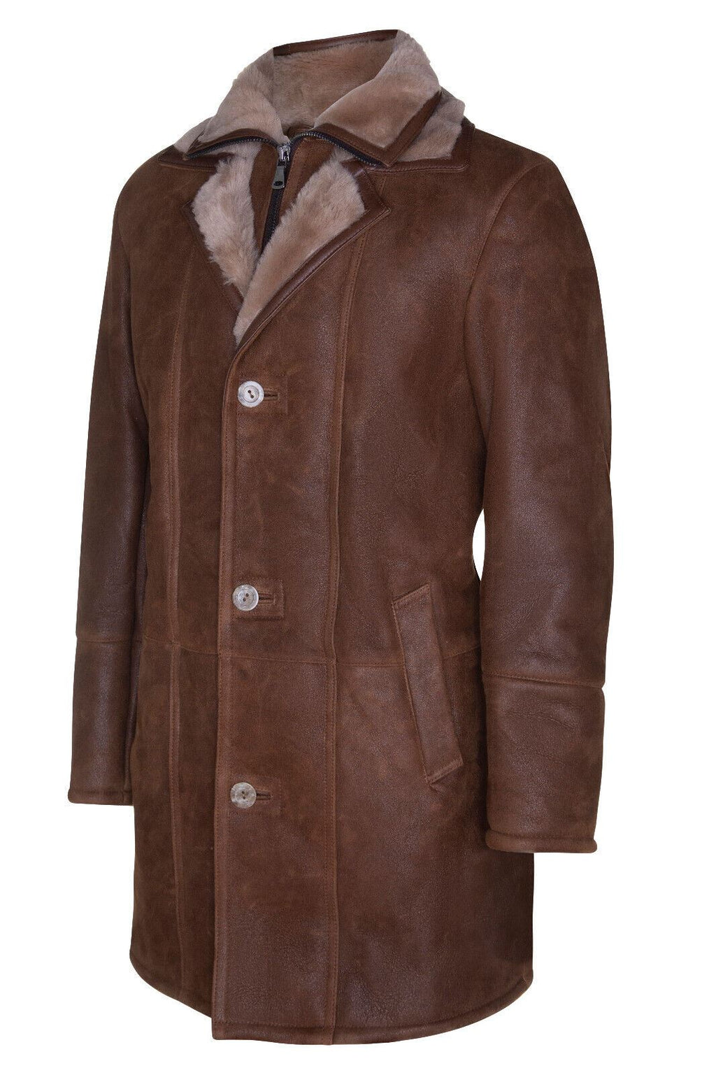 Mens Warm Shearling Sheepskin Leather Coat-Florence